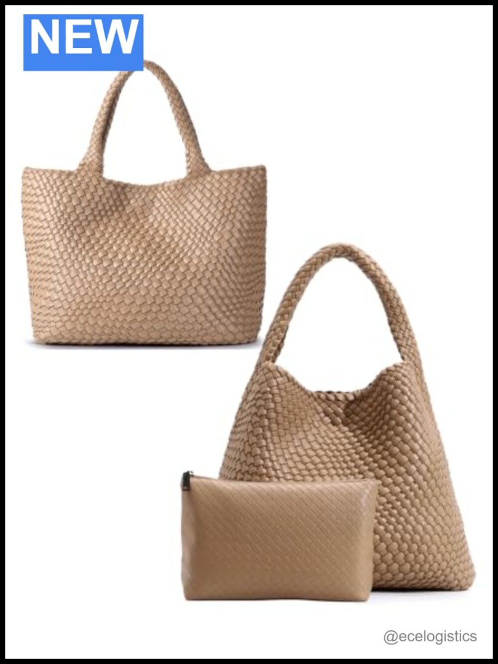 Soft Vegan Leather Woven Tote Handbag for Women Shoulder Bag